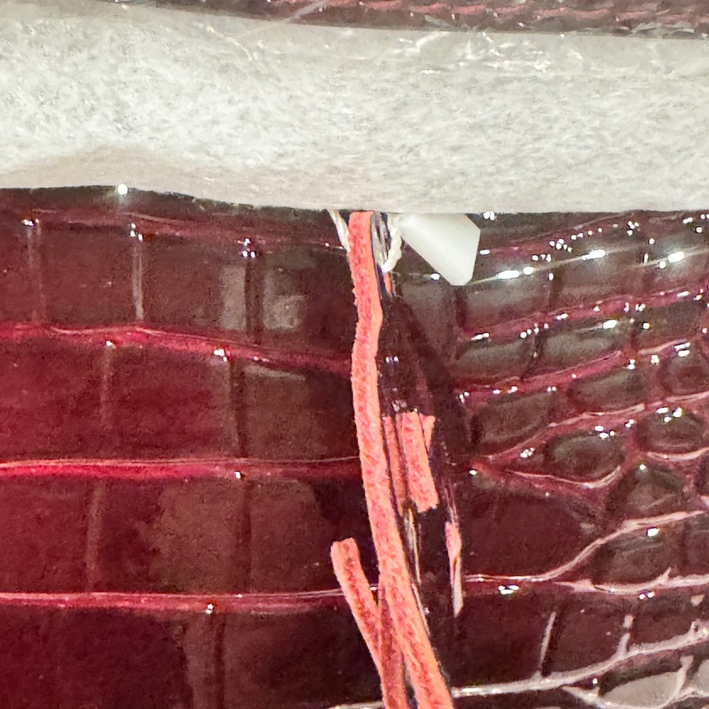 Handmade Burgundy Genuine Leather Croc-Embossed Tote – Glossy Finish & G H 30CM